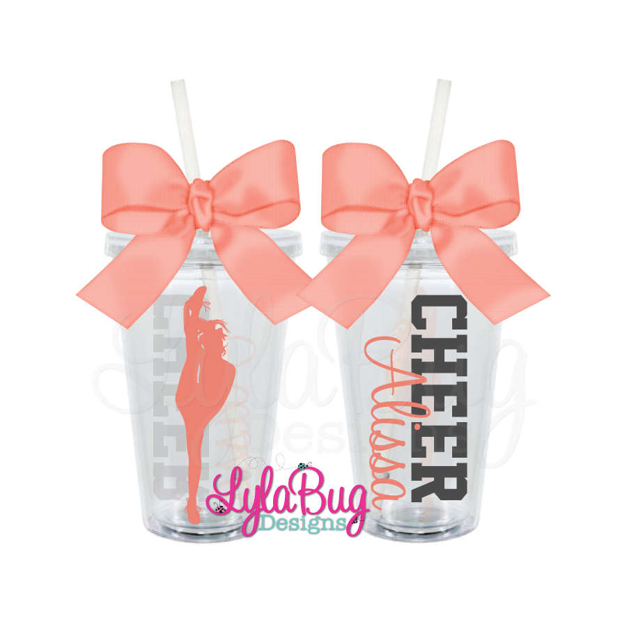 Cheerleading Party Cups With Lids and Straws: Cheerleading 