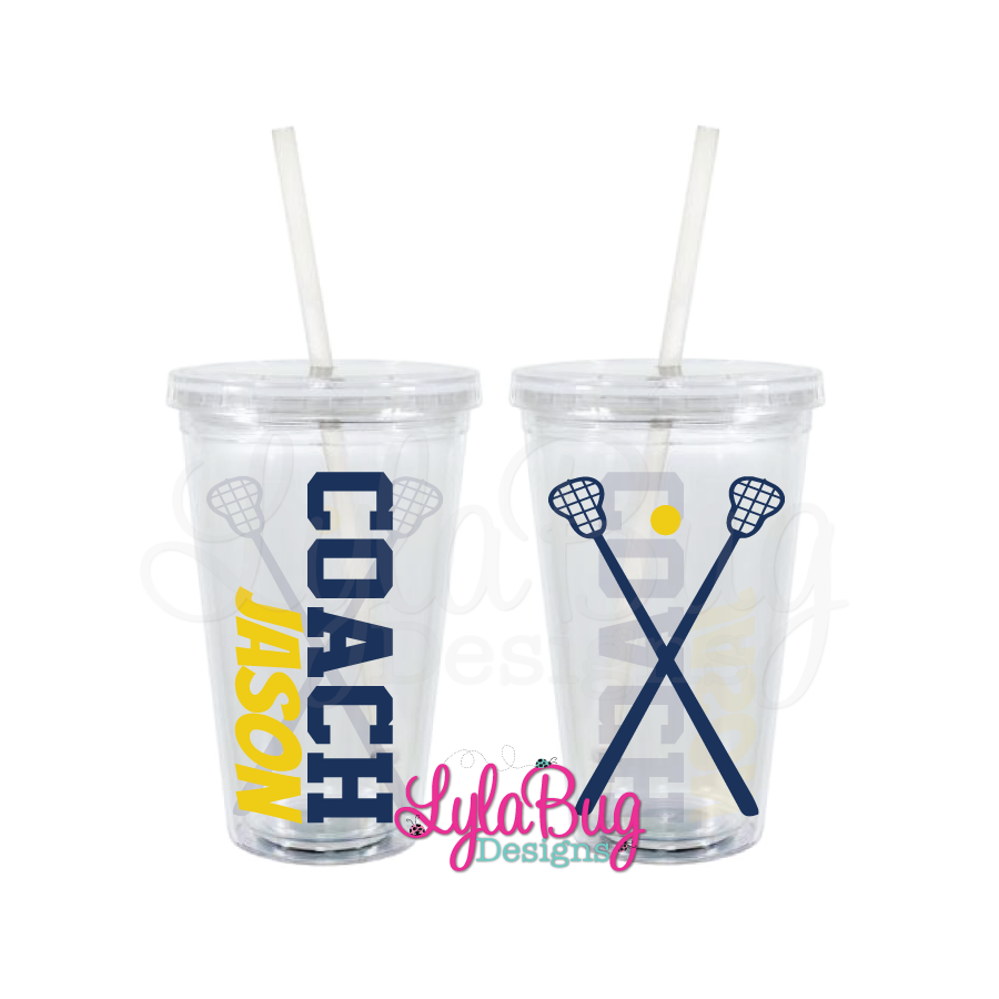 Personalized Acrylic Rubber Tumbler with Lid and Straw - The White