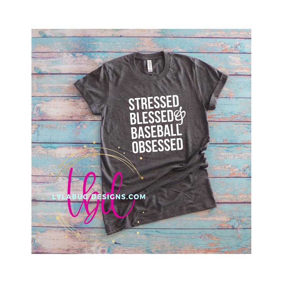 Stressed Blessed And Baseball Obsessed T Shirt