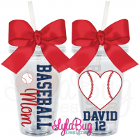 Baseball Mom Heart Personalized Acrylic Tumbler