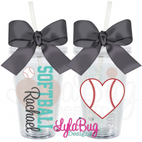 Softball Heart Acrylic Tumbler