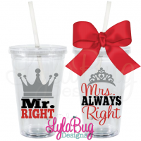 Mr & Mrs Right Tumbler Crown Set